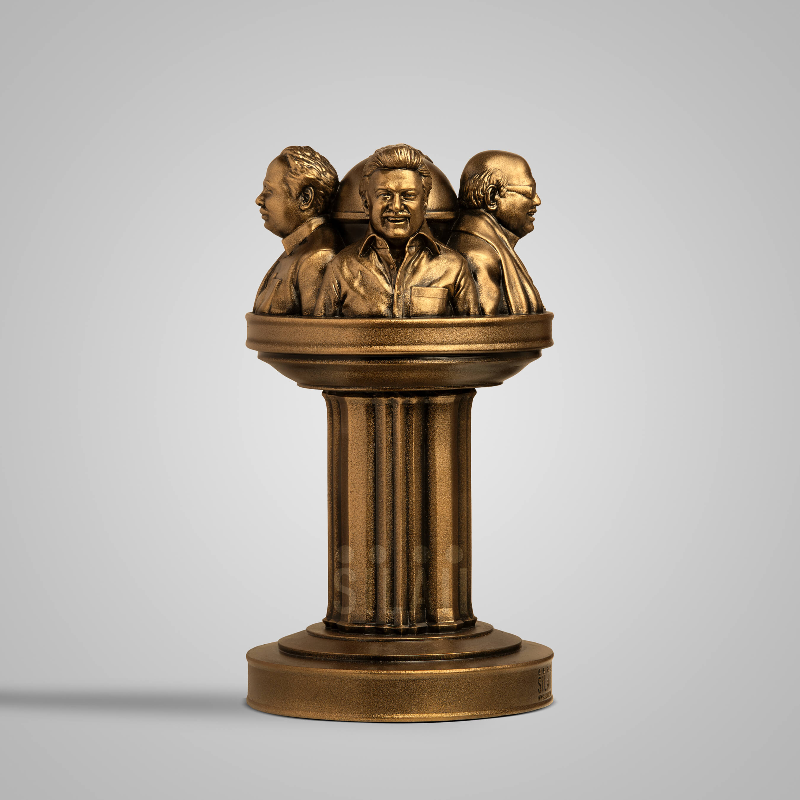 Majestic Dravidian icons sculpture with four Indian leaders in gold finish