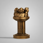 Decorative Dravidian leaders sculpture with four Indian icons in gold finish on a round base