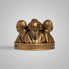Front view of Dravidian leaders sculpture with prominent facial expressions and traditional clothing