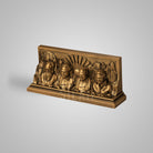 Product information label for Dravidian icons sculpture with dimensions and material