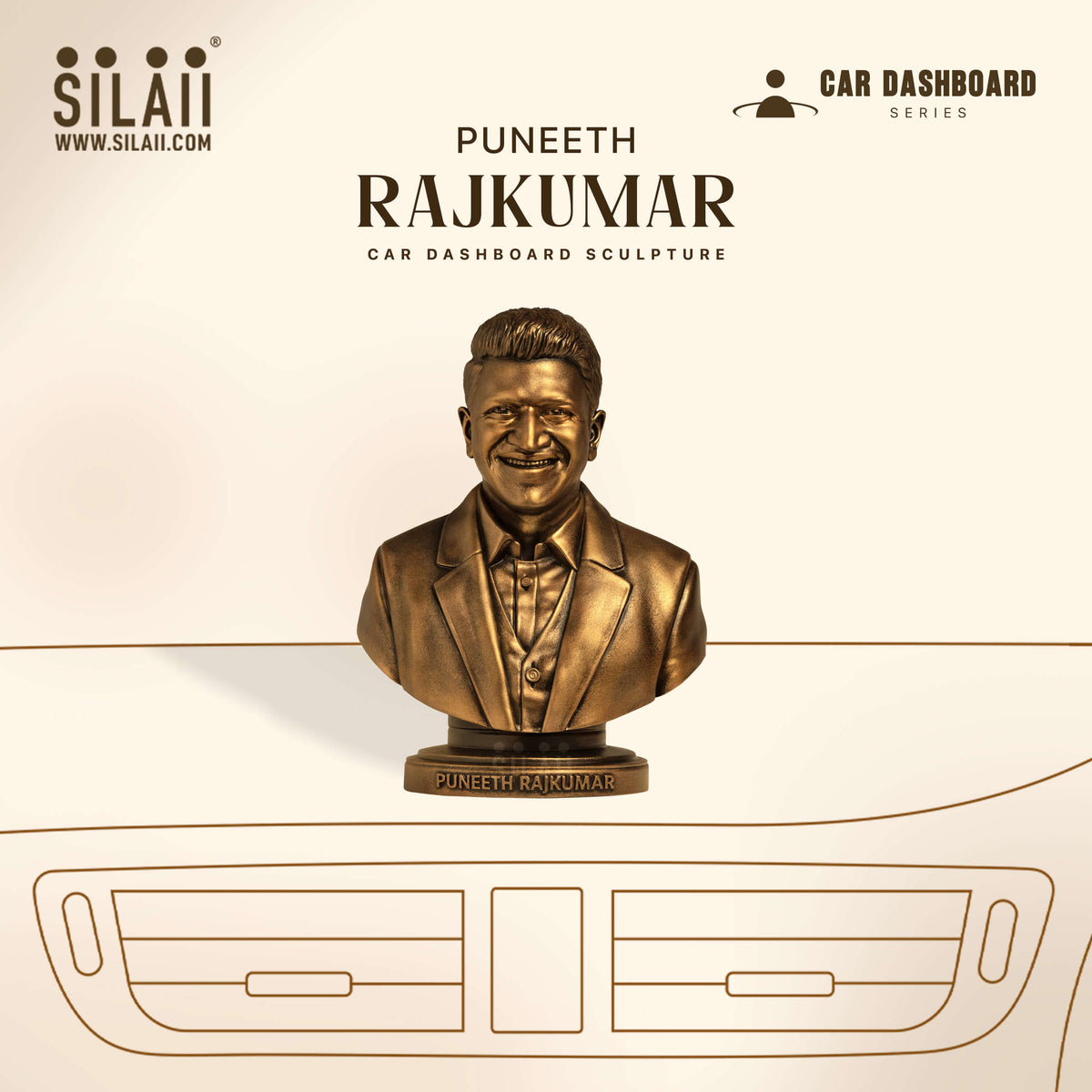 Puneeth Rajkumar Car Dashboard Sculpture | Buy Now | SILAII.COM