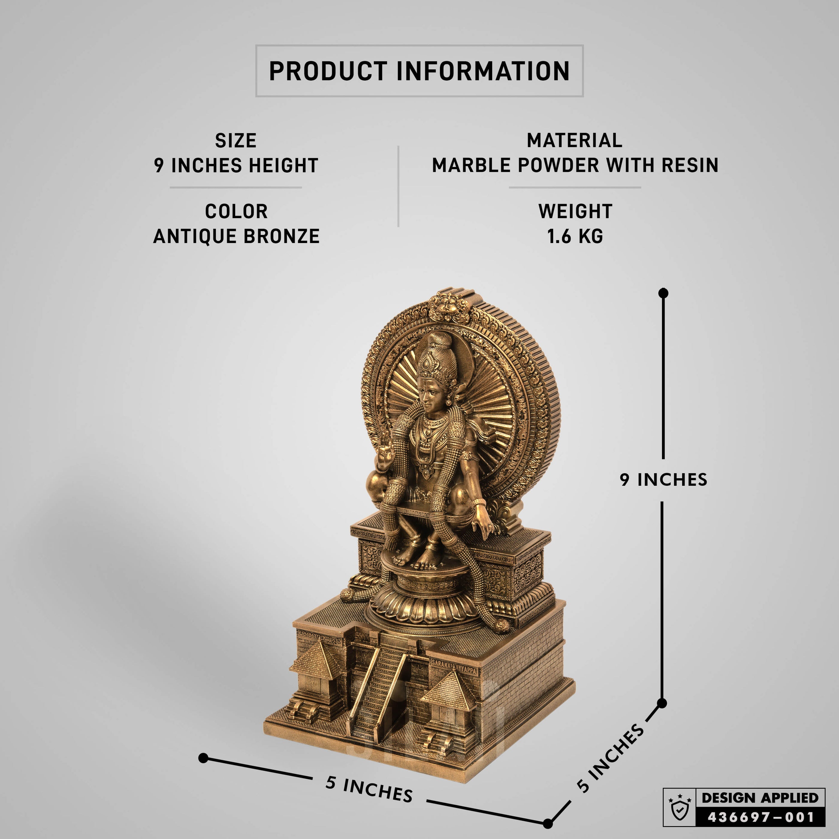 Sabarimala Lord Ayyappan with 18 Steps Sculpture